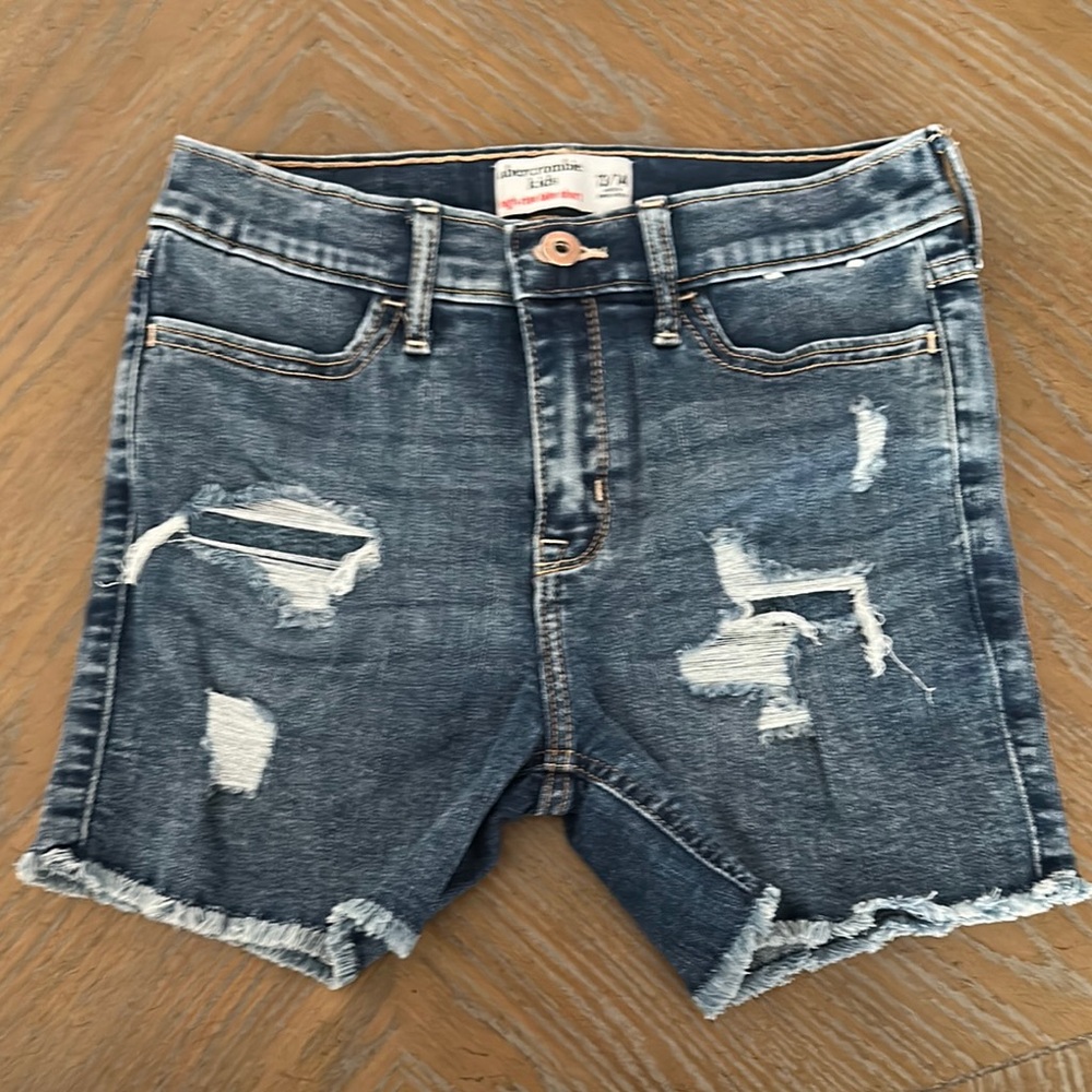 Abercrombie & Fitch Ripped Blue Denim Shorts